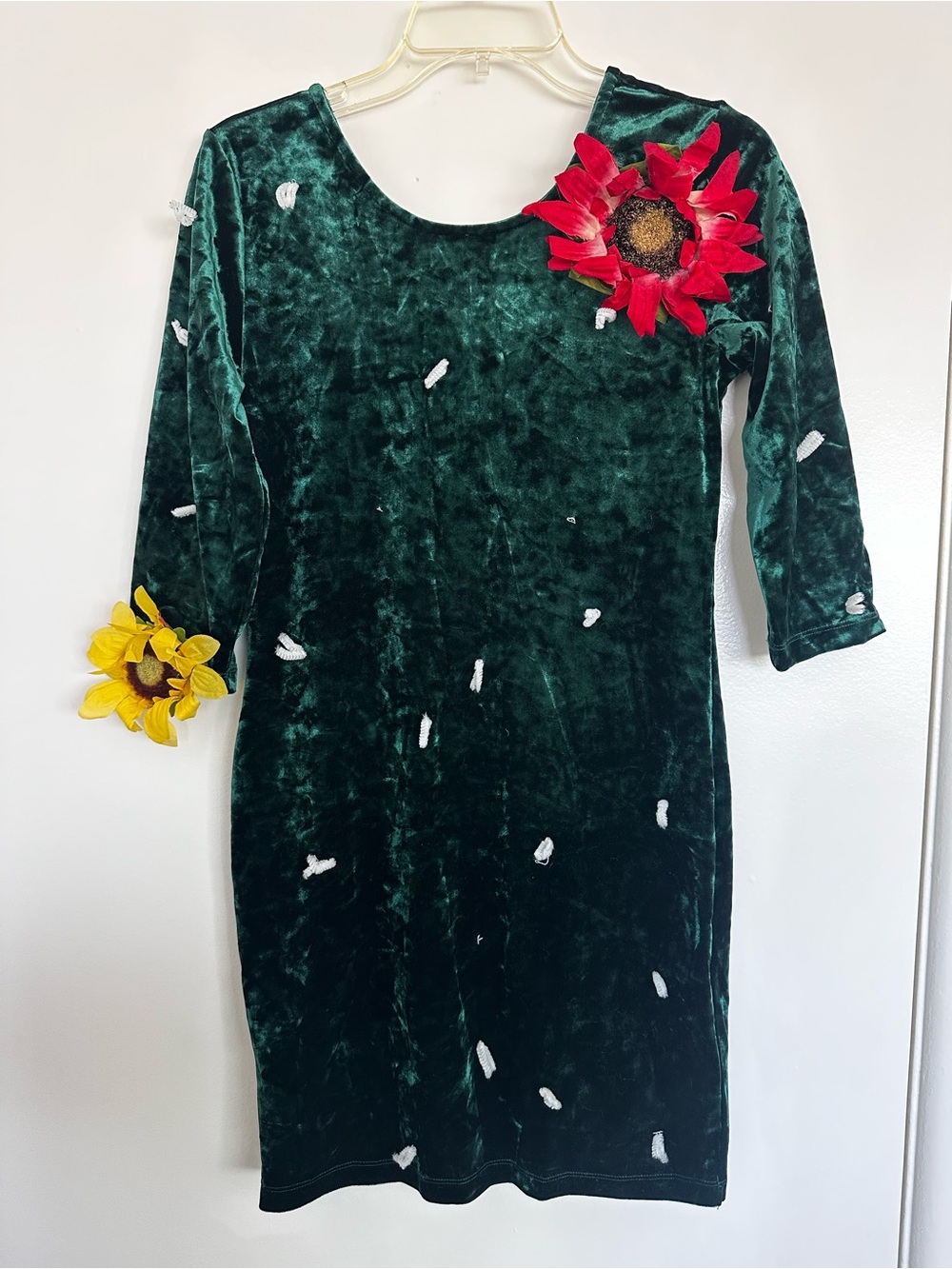 Forever 21 Green Velvet Dress made into Cactus Costume